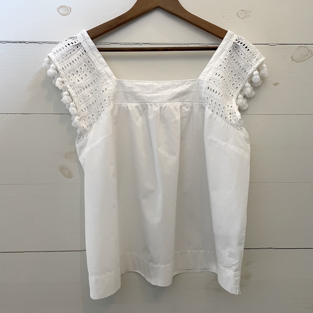 NWT! | J. CREW | WHITE COTTON SLEEVELESS TOP w/EYELET DETAILS